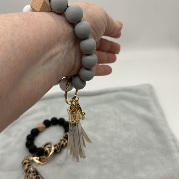 Silicone Bangle Wristlets Keychain Bracelets with Tassels—2 pack Total - Picture 5 of 7